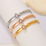 Water Drop CZ Stainless Steel Bangle Charm Texture No Fade Accessories