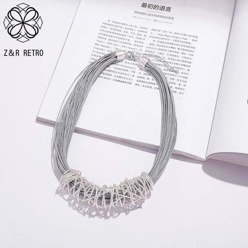 Goth Chain Silver Choker Necklaces for Women