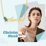 Christmas Tree Shape Pendant Necklace for Women Christmas Party Gift