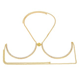 Rhinestone Body Chain Necklace Coin Chest Bra Harness for Women