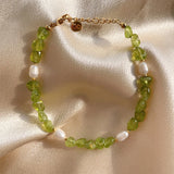 Crystal Beads Natural Freshwater Pearl 14K Filled Female Charm Bracelet