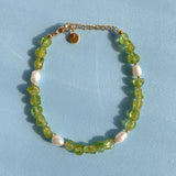 Crystal Beads Natural Freshwater Pearl 14K Filled Female Charm Bracelet