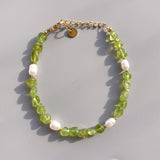 Crystal Beads Natural Freshwater Pearl 14K Filled Female Charm Bracelet