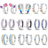 Colored Tulip Earrings 925 Sterling Silver Butterfly Double Hoop Earrings