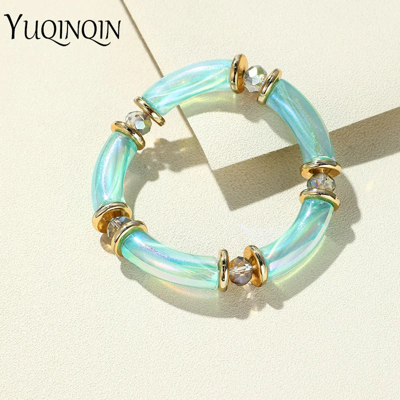 Colorful Acrylic Resin Bamboo Bracelet for Women