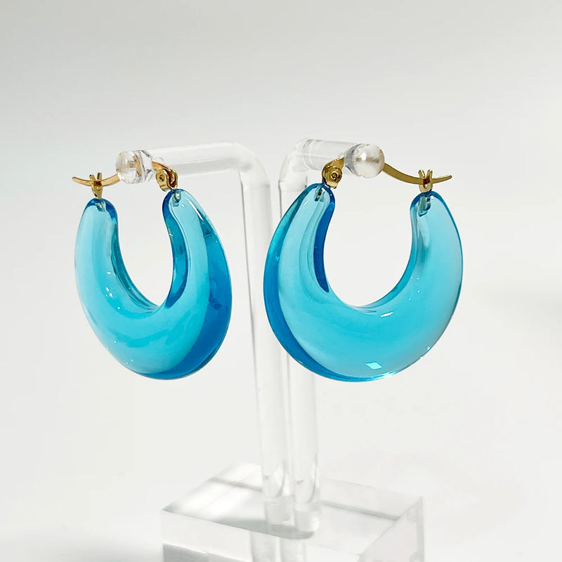 Acrylic Circle Hoop Resin Earrings for Women