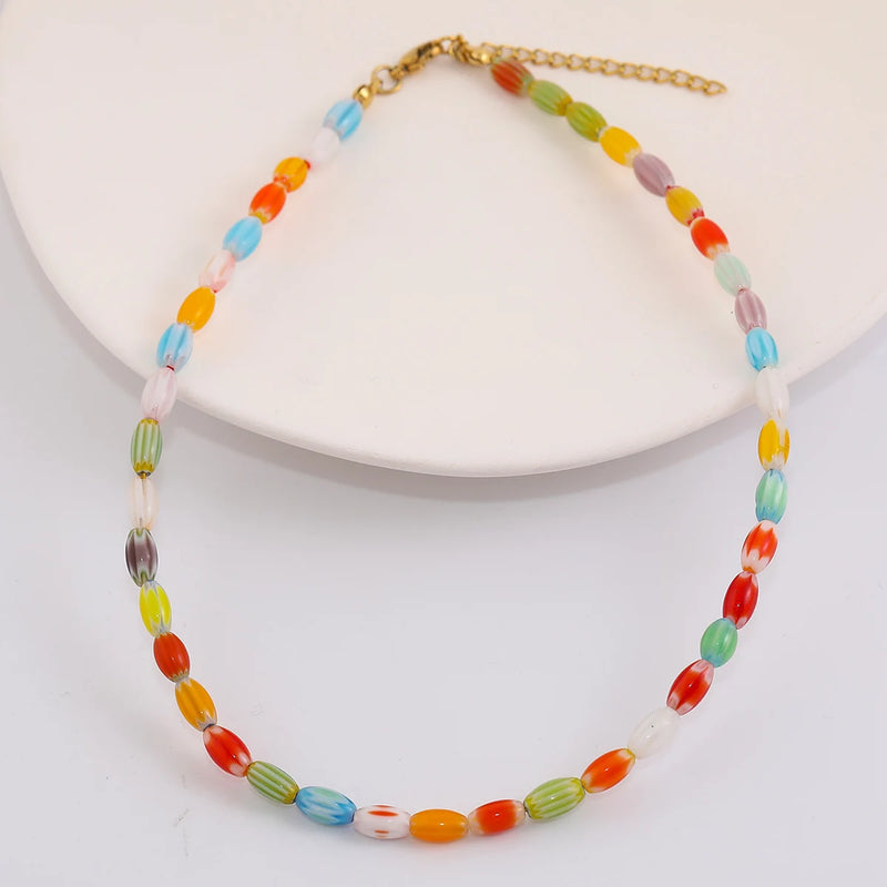 Colorful Beaded Necklace Choker for Women Girls