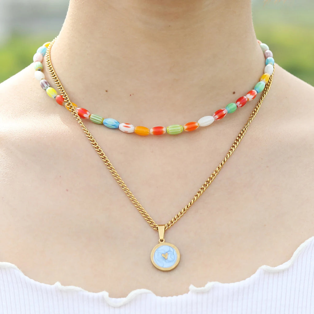 Colorful Beaded Necklace Choker for Women Girls