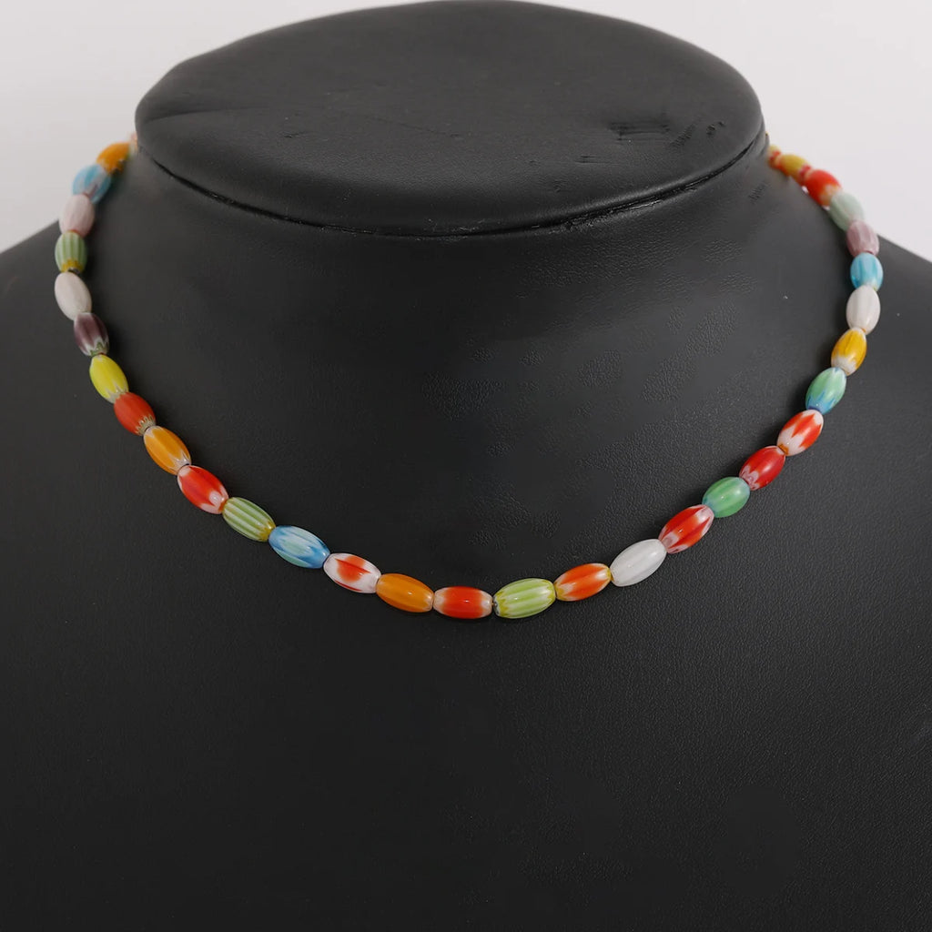 Colorful Beaded Necklace Choker for Women Girls