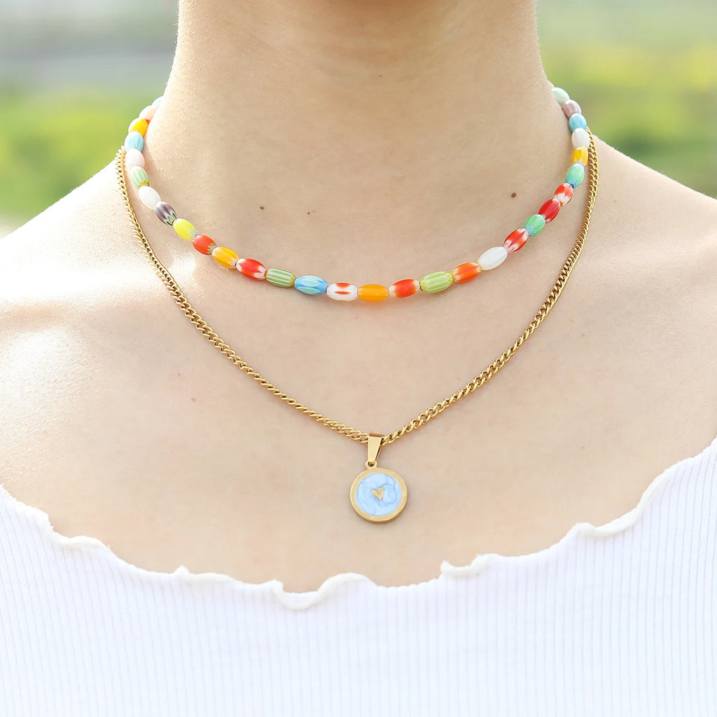 Colorful Beaded Necklace Choker for Women Girls