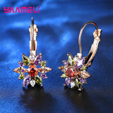 Crystal Leaves Rhinestone Flower 925 Silver Drop Earrings