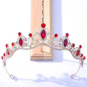 Colorful Crystal Tiara Crown for Bride Wedding Hair Accessories