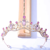 Colorful Crystal Tiara Crown for Bride Wedding Hair Accessories