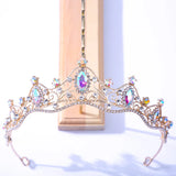 Colorful Crystal Tiara Crown for Bride Wedding Hair Accessories