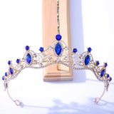 Colorful Crystal Tiara Crown for Bride Wedding Hair Accessories