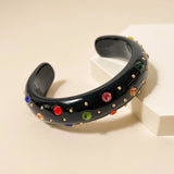 Colorful Open Bangles for Women Girls Jewelry Geometric Acrylic Vintage Crystal