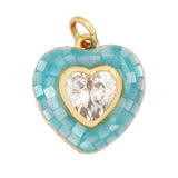Colorful Heart Shell Charm Pendant, Brass Jewelry Necklace DIY Supplies