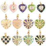 Colorful Heart Shell Charm Pendant, Brass Jewelry Necklace DIY Supplies