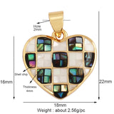 Colorful Heart Shell Charm Pendant, Brass Jewelry Necklace DIY Supplies