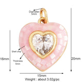 Colorful Heart Shell Charm Pendant, Brass Jewelry Necklace DIY Supplies