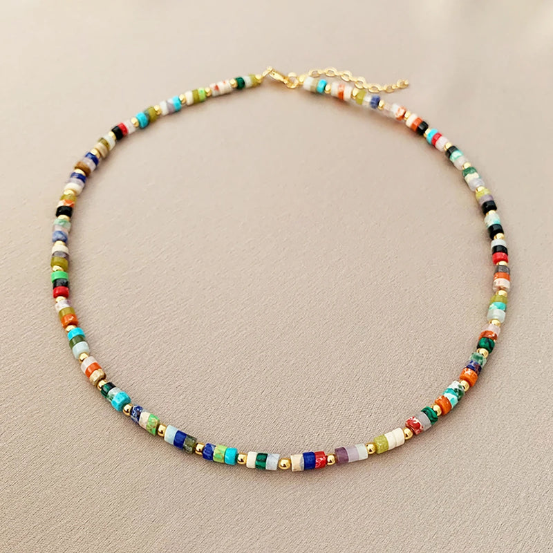 Colorful Stone Beaded Choker Necklace for Women