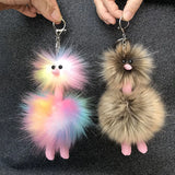 Colorful Plush Ostrich Keychain Desert Animal Harajuku Bag Car Keyring
