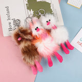 Colorful Plush Ostrich Keychain Flamingo Bird Harajuku Keyring
