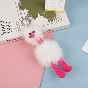 Colorful Plush Ostrich Keychain Flamingo Bird Harajuku Keyring