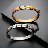 Colorful Rainbow Bejeweled Bangle Chain Zircon Jewelry