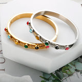 Colorful Rainbow Bejeweled Bangle Chain Zircon Jewelry