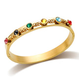 Colorful Rainbow Bejeweled Bangle Chain Zircon Jewelry