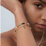 Colorful Rainbow Stone Beads Bracelet for Women Lucky Charm Fine Jewelry