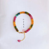 Rainbow Tourmaline Beads Bracelet Natural Stone Gemstone Cuff Jewelry