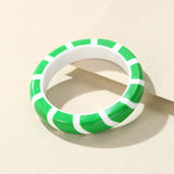 Colorful Striped Resin Cuff Bracelet Geometric Charm Bangle Retro Jewelry