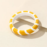 Colorful Striped Resin Cuff Bracelet Geometric Charm Bangle Retro Jewelry
