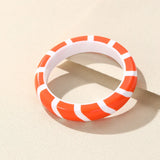 Colorful Striped Resin Cuff Bracelet Geometric Charm Bangle Retro Jewelry