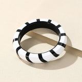 Colorful Striped Resin Cuff Bracelet Geometric Charm Bangle Retro Jewelry