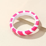 Colorful Striped Resin Cuff Bracelet Geometric Charm Bangle Retro Jewelry