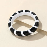 Colorful Striped Resin Cuff Bracelet Geometric Charm Bangle Retro Jewelry