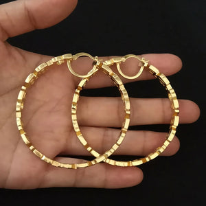 Copper Brass Eardrop Plated Big Hoop Stud Earrings Women Wedding Party