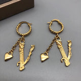 Copper Brass Eardrop Plated Big Hoop Stud Earrings Women Wedding Party