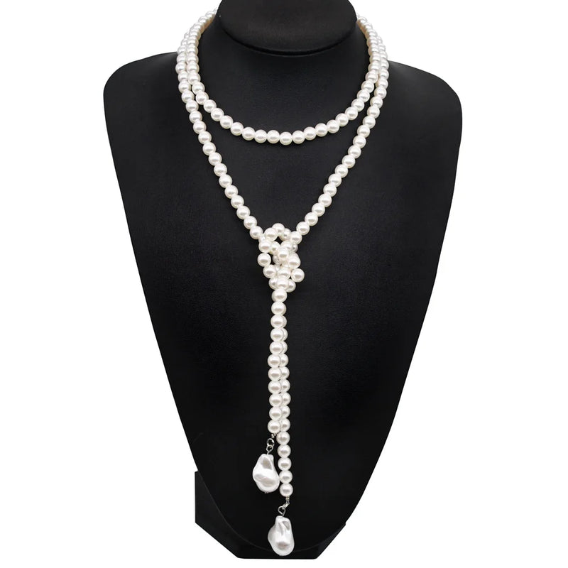 Round Pearl Beaded Necklace All-match Sweater Chain Women Gift