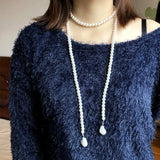 Round Pearl Beaded Necklace All-match Sweater Chain Women Gift