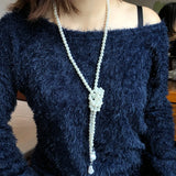 Round Pearl Beaded Necklace All-match Sweater Chain Women Gift