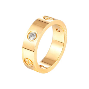 Cross CZ Crystal Rings Stainless Steel Lover Ring for Women Men