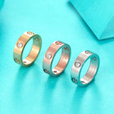 Cross CZ Crystal Rings Stainless Steel Lover Ring for Women Men
