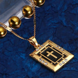 Rhinestone Cross Pendant Necklace Enamel Crucifix Chain