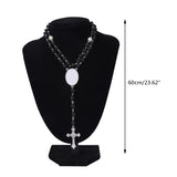 Cross Pendant Rosary Beads Sublimation Necklace