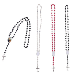 Cross Pendant Necklace Rosary Beads Catholic Prayer Religious Jewelry