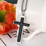 Cross Prayer Pendant Necklace Titanium Stainless Steel Chain